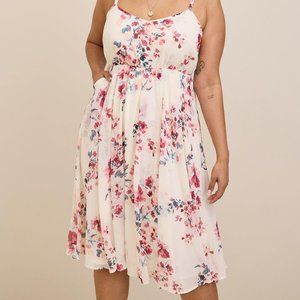 Torrid Midi Chiffon Pleated Dress Ivory